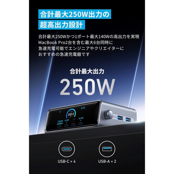Anker Prime Charger (250W, 6 Ports, GaN)