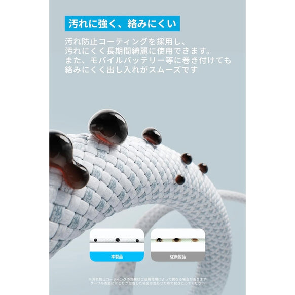 Anker Zolo USB-C & USB-C ケーブル (240W, 高耐久ナイロン)