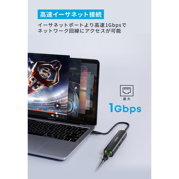 Anker USB-C ハブ (6-in-1, イーサネット) LE