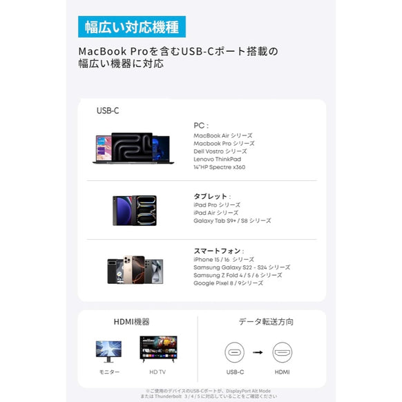 Anker Nano USB-C & HDMI ケーブル (4K, 高耐久ナイロン)