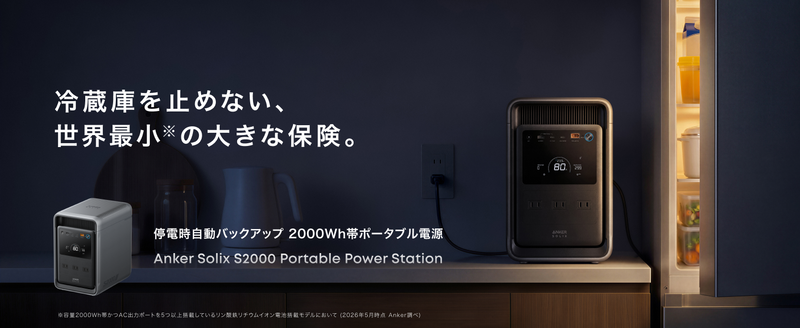 Anker Solix S2000 Portable Power Station (ダークグレー) with Anker Solix PS400 Dual Portable Solar Panel