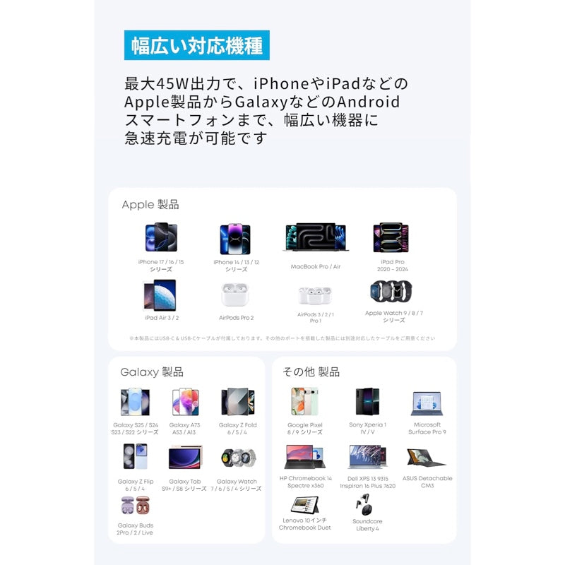 Anker Nano Charger (45W) with USB-C & USB-C ケーブル サブ画像4