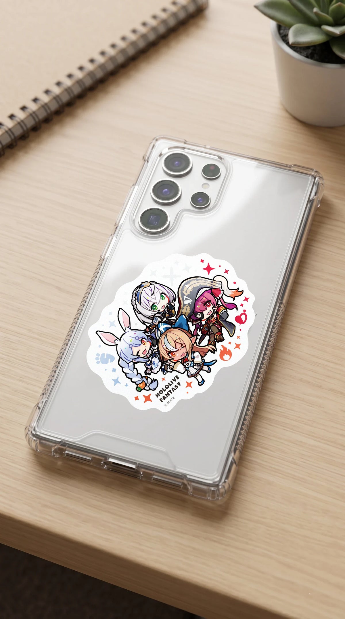 ステッカーを貼ったスマホケース