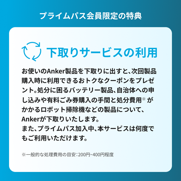 【家庭用蓄電池ご購入者様限定】10年間無料 Anker マイレージプログラム プライムパス