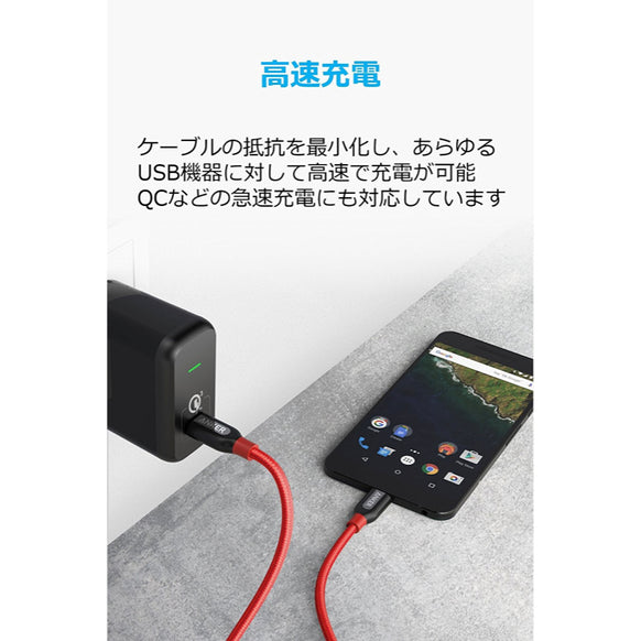 Anker PowerLine+ USB-C & USB-C ケーブル (USB2.0対応) 1.8m