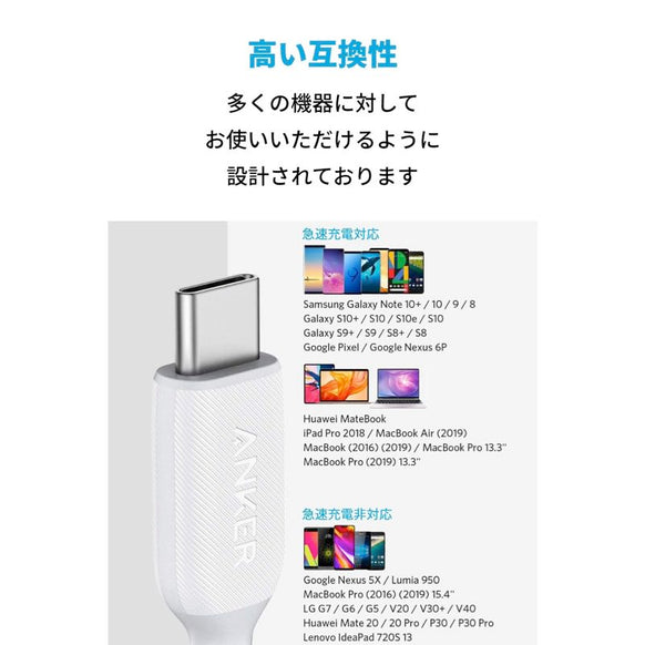 Anker PowerLine III USB-C & USB-C ケーブル (USB2.0対応) 1.8m