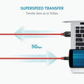 Anker PowerLine+ USB-C & USB-A ケーブル (USB3.0対応) 1.8m 2本セット